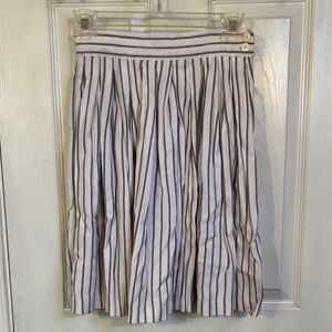 Willi Smith Black and White Vertical-Stripe Pleated Skirt